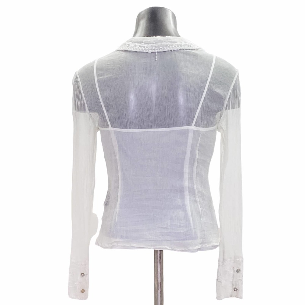 Eci New York Sheer White Floral Lined L/S Blouse - Picture 2 of 12